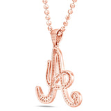 Silver Script Pave Initial Pendant, Small - Shyne Jewelers SI_1 Rose Gold Shyne Jewelers