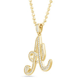 Silver Script Pave Initial Pendant, Small - Shyne Jewelers SI_1 Yellow Gold Shyne Jewelers