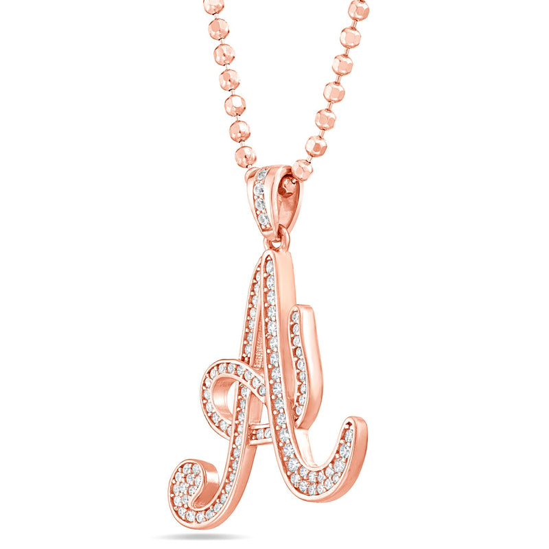 Silver Script Pave Initial Pendant, Small - Shyne Jewelers SI_1 Rose Gold Shyne Jewelers