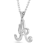 Silver Script Pave Initial Pendant, Small - Shyne Jewelers SI_1 Sterling SIlver Shyne Jewelers