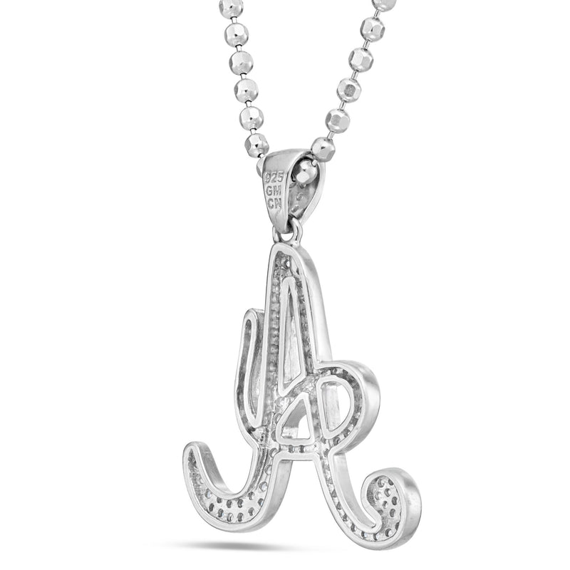 Silver Script Pave Initial Pendant, Small - Shyne Jewelers SI_1 Sterling SIlver Shyne Jewelers