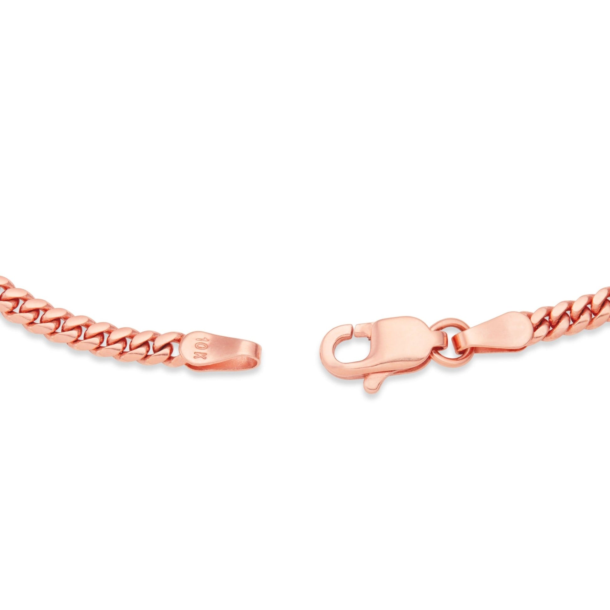 Solid Cuban Bracelet, 2.6mm - Shyne Jewelers Rose Gold 6 Shyne Jewelers