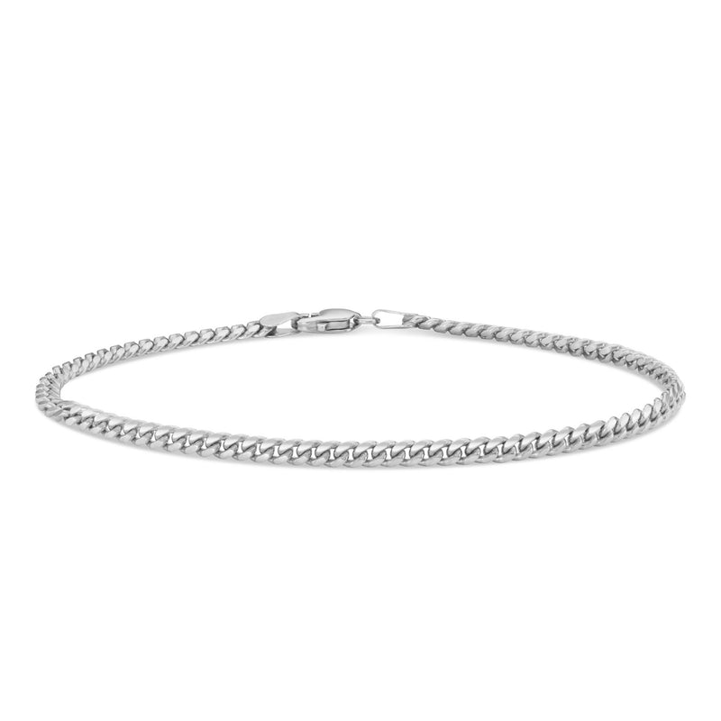 Solid Cuban Bracelet, 3.1 mm - Shyne Jewelers White Gold 6" Shyne Jewelers