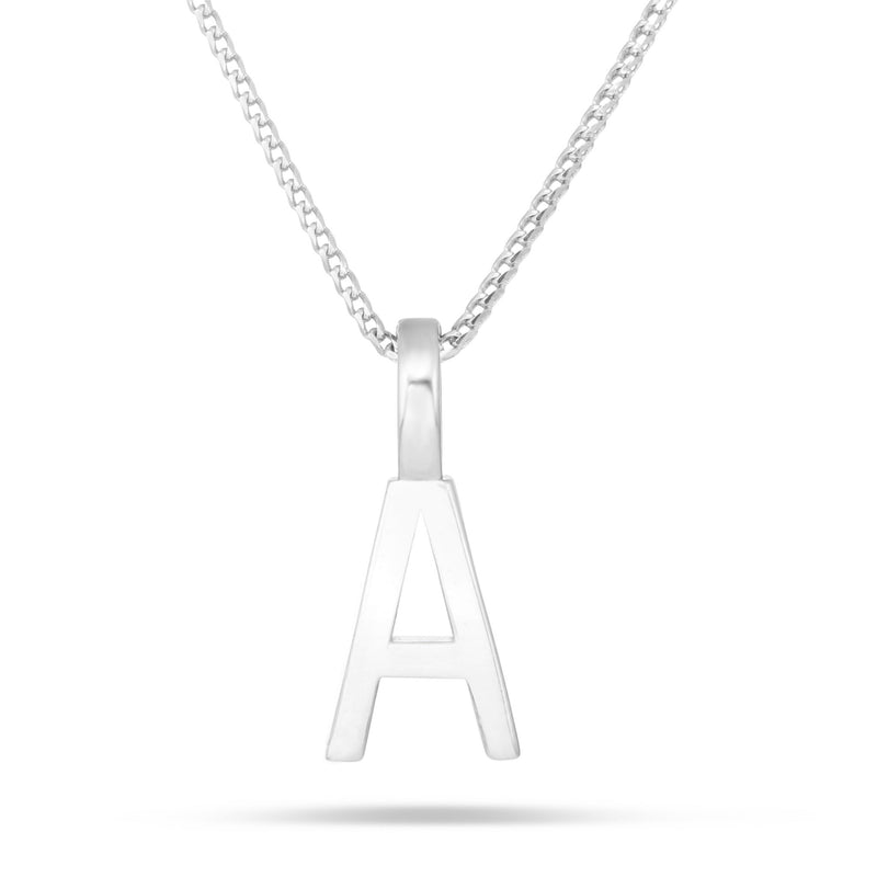 Solid Gold Initial Pendant - Shyne Jewelers White Gold A Shyne Jewelers