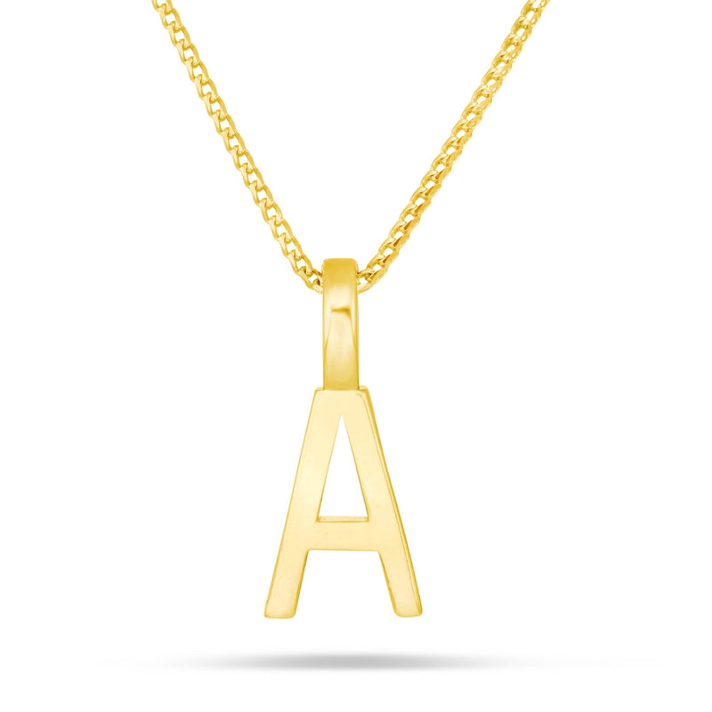 Solid Gold Initial Pendant - Shyne Jewelers Yellow Gold A Shyne Jewelers