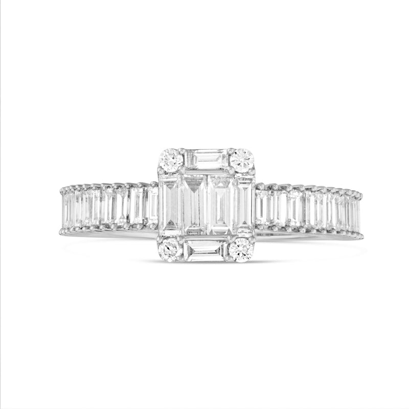 Square Baguette Cluster Diamond Ring - Shyne Jewelers White Gold 4 Shyne Jewelers