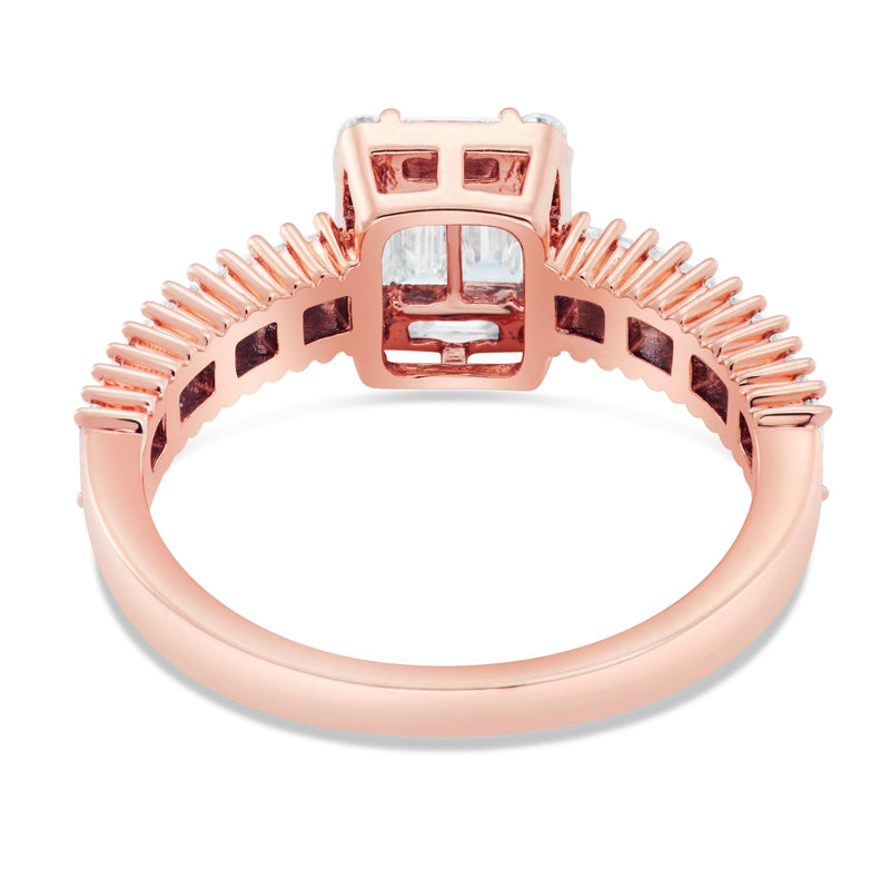 Square Baguette Cluster Diamond Ring - Shyne Jewelers Rose Gold 4 Shyne Jewelers