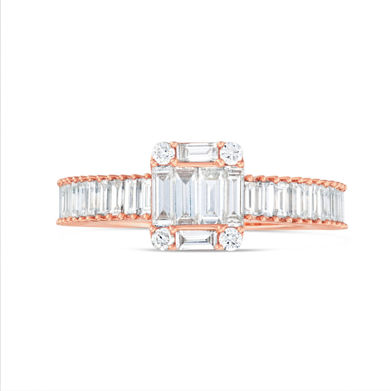 Square Baguette Cluster Diamond Ring - Shyne Jewelers Rose Gold 4 Shyne Jewelers