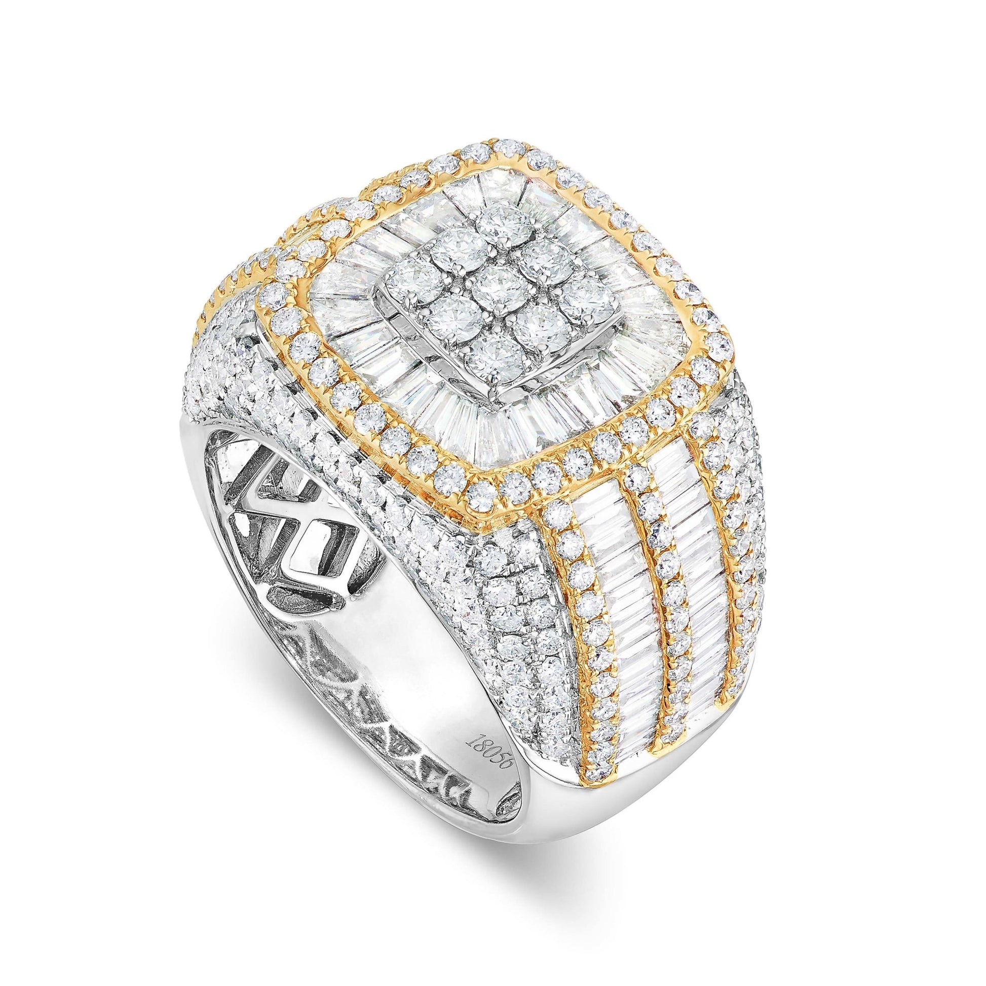 Square Baguette Diamond Statement Ring - Shyne Jewelers 135-00114 Yellow & White Gold 4 Shyne Jewelers