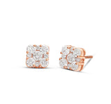 Square Diamond Cluster Stud Earrings - Shyne Jewelers SQURCLUSTERSTUD_GM42677 Rose Gold Shyne Jewelers