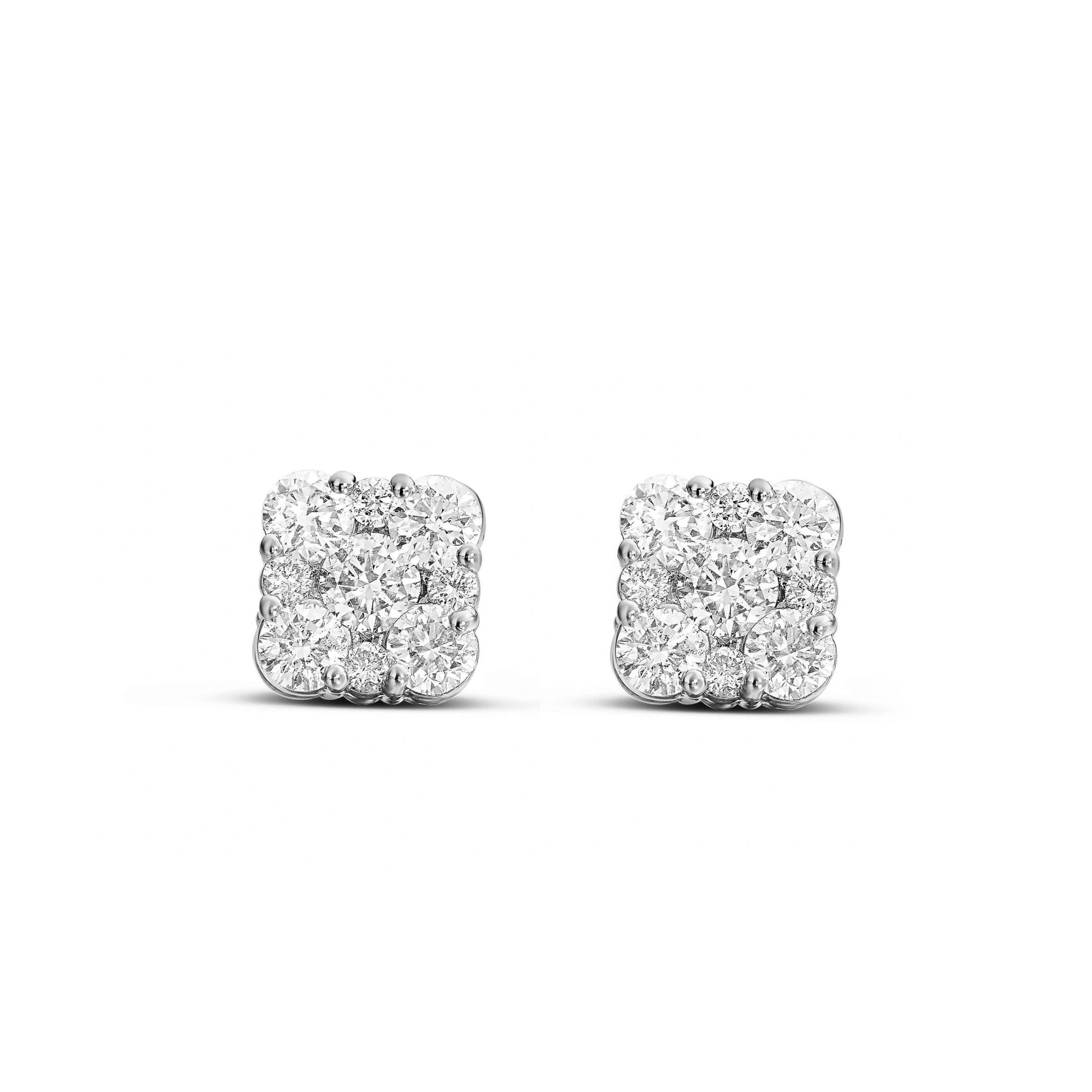 Square Diamond Cluster Stud Earrings - Shyne Jewelers SQURCLUSTERSTUD_GM42677 White Gold Shyne Jewelers