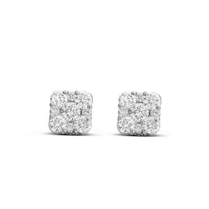 Square Diamond Cluster Stud Earrings - Shyne Jewelers SQURCLUSTERSTUD_GM42677 White Gold Shyne Jewelers