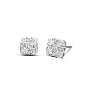 Square Diamond Cluster Stud Earrings - Shyne Jewelers SQURCLUSTERSTUD_GM42677 White Gold Shyne Jewelers