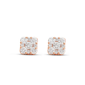 Square Diamond Cluster Stud Earrings - Shyne Jewelers SQURCLUSTERSTUD_GM42677 Rose Gold Shyne Jewelers