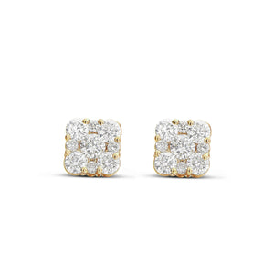 Square Diamond Cluster Stud Earrings - Shyne Jewelers SQURCLUSTERSTUD_GM42677 Yellow Gold Shyne Jewelers