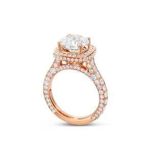 Square Halo Round Diamond Ring - Shyne Jewelers SQUHALOENGR Shyne Jewelers