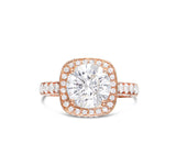 Square Halo Round Diamond Ring - Shyne Jewelers SQUHALOENGR Shyne Jewelers