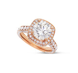 Square Halo Round Diamond Ring - Shyne Jewelers SQUHALOENGR Shyne Jewelers