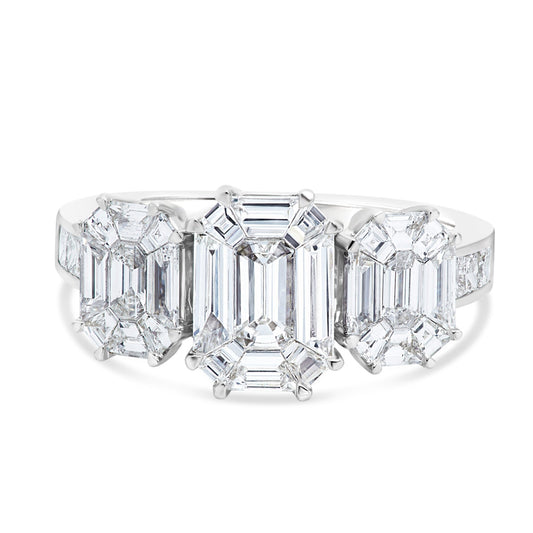 Three Emerald Diamond Ring - Shyne Jewelers 4 Shyne Jewelers
