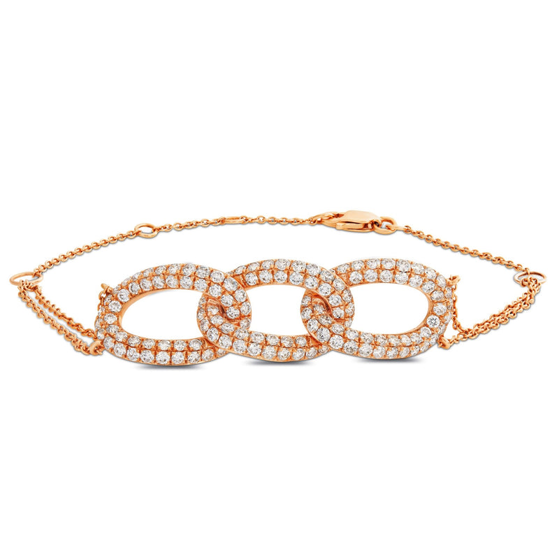 Three Link Diamond Fashion Bracelet - Shyne Jewelers Rose Gold Shyne Jewelers