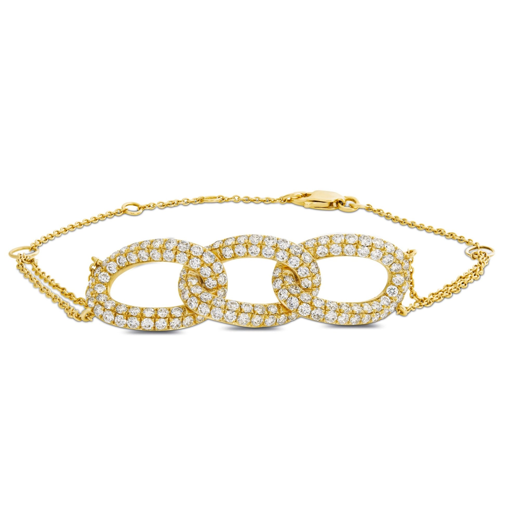 Three Link Diamond Fashion Bracelet - Shyne Jewelers Yellow Gold Shyne Jewelers