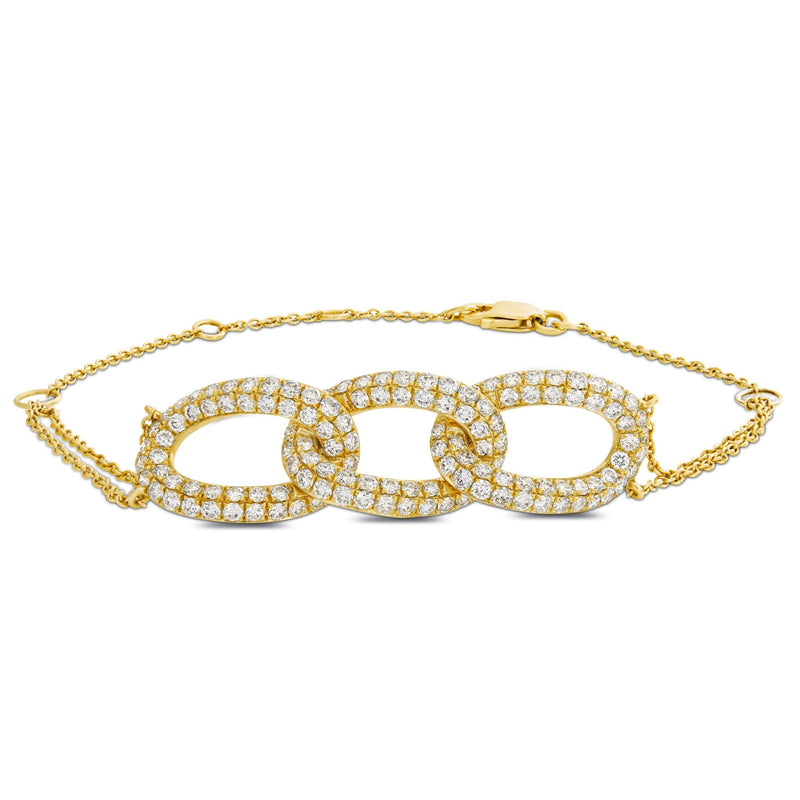 Three Link Diamond Fashion Bracelet - Shyne Jewelers Yellow Gold Shyne Jewelers