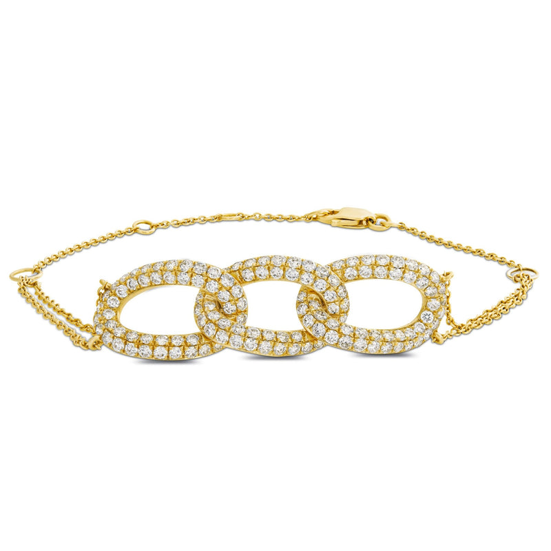 Three Link Diamond Fashion Bracelet - Shyne Jewelers Yellow Gold Shyne Jewelers
