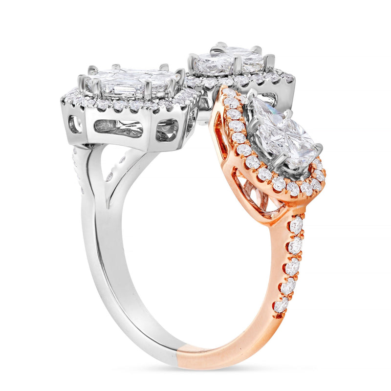 Three Stone Accent Diamond Ring - Shyne Jewelers 130-00138 Rose & White Gold Shyne Jewelers