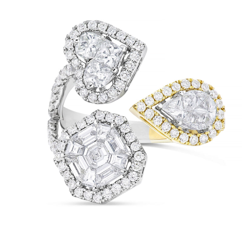 Three Stone Accent Diamond Ring - Shyne Jewelers 130-00138 Yellow & White Gold Shyne Jewelers