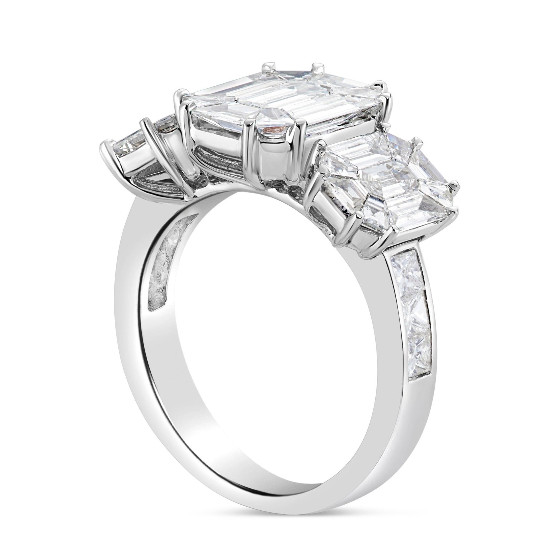 Three Stone Emerald Diamond Ring - Shyne Jewelers 5 Shyne Jewelers
