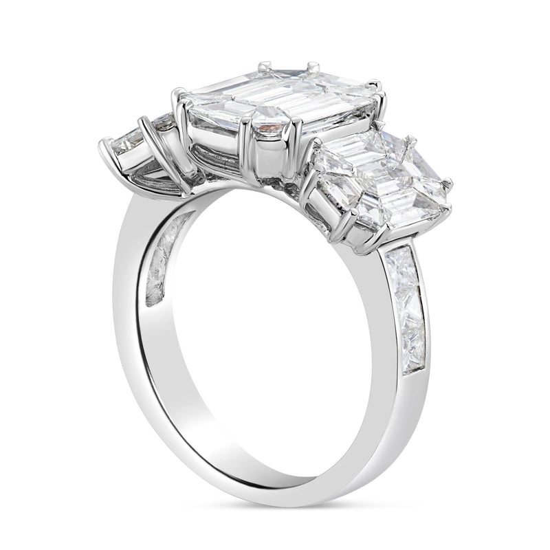 Three Stone Emerald Diamond Ring - Shyne Jewelers 5 Shyne Jewelers