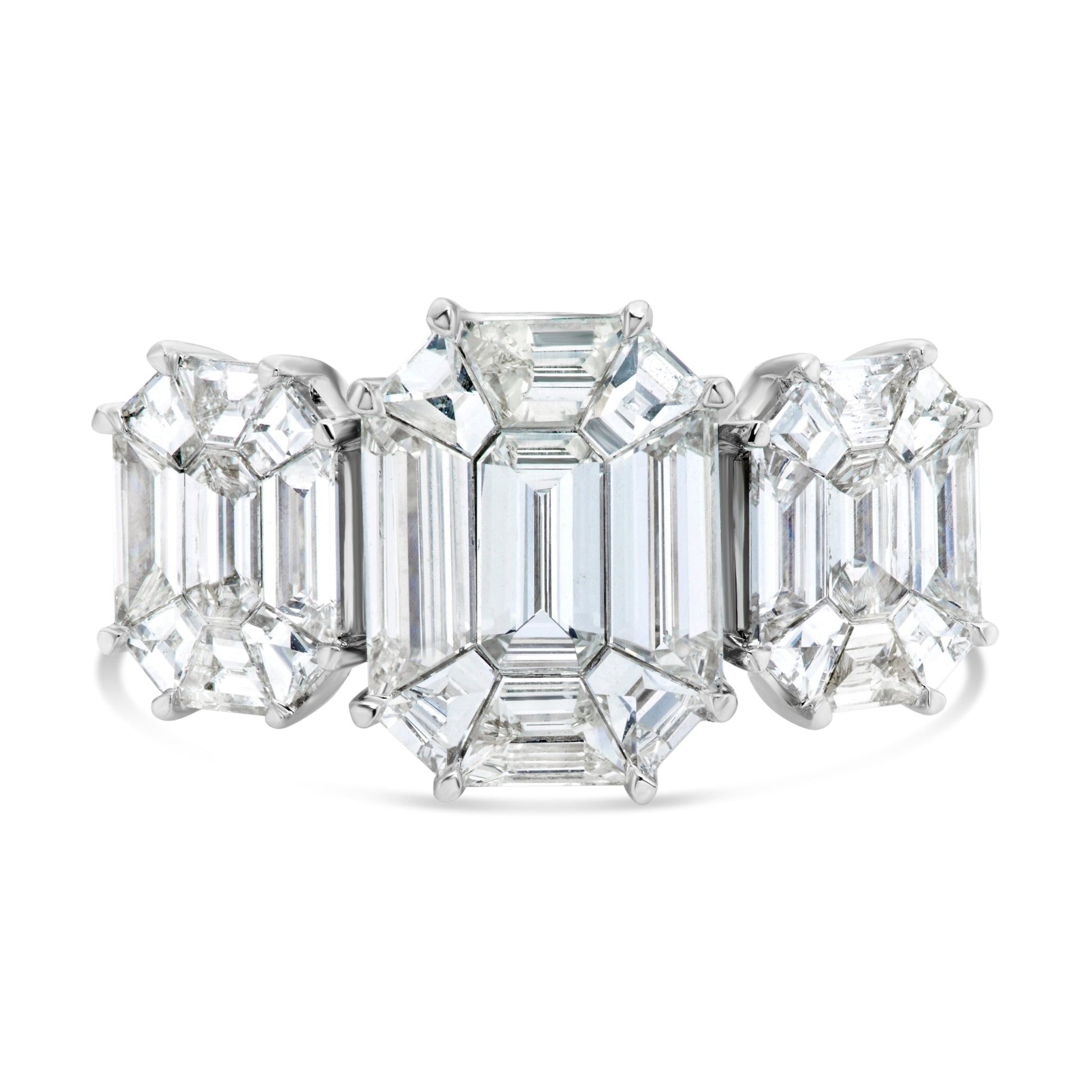 Three Stone Emerald Diamond Ring - Shyne Jewelers 5 Shyne Jewelers