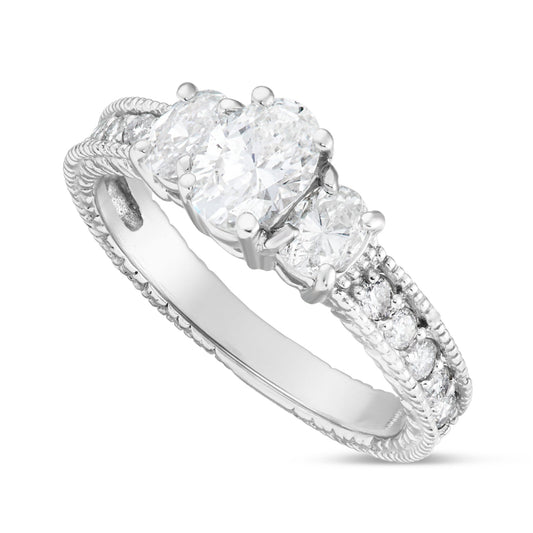 Three Stone Oval Diamond Engagement Ring - Shyne Jewelers 4 Shyne Jewelers