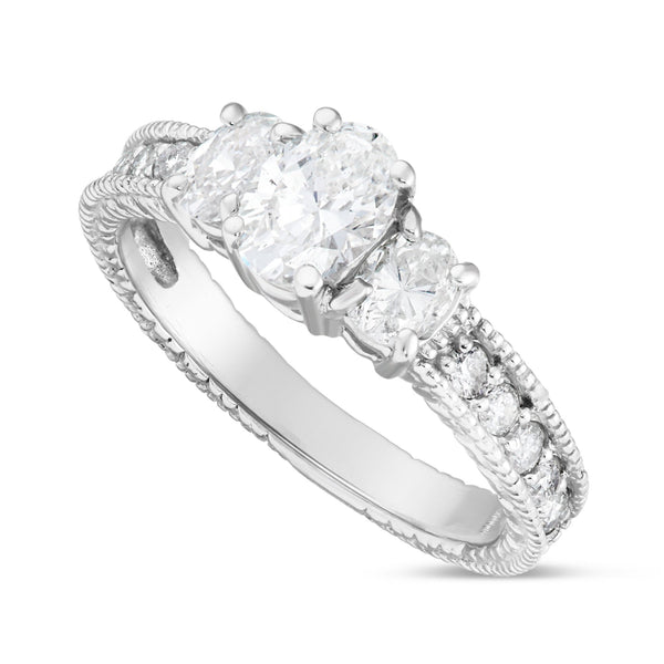 Three Stone Oval Diamond Engagement Ring - Shyne Jewelers 4 Shyne Jewelers