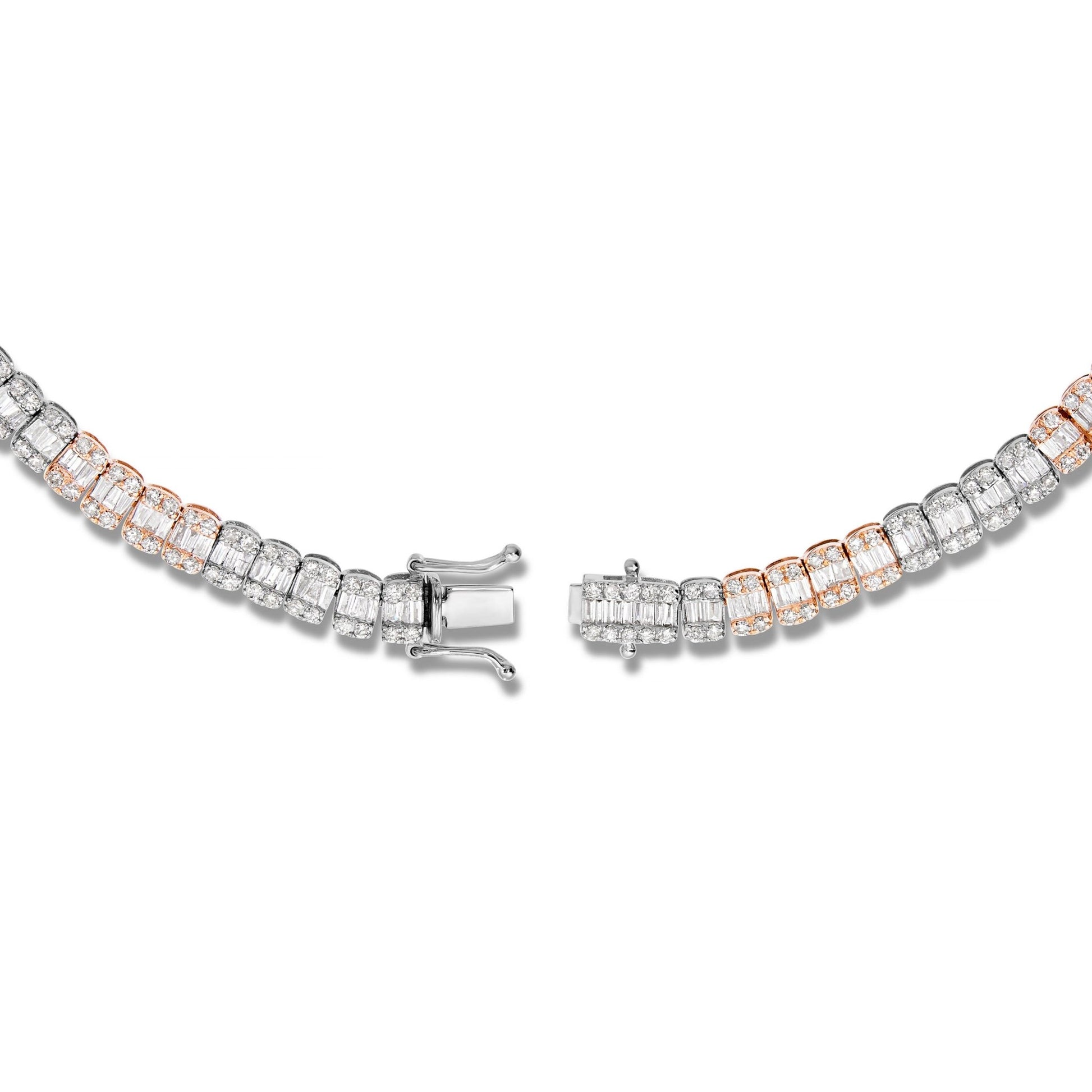 Two Tone Baguette Diamond Chain - Shyne Jewelers Rose & White Gold Shyne Jewelers