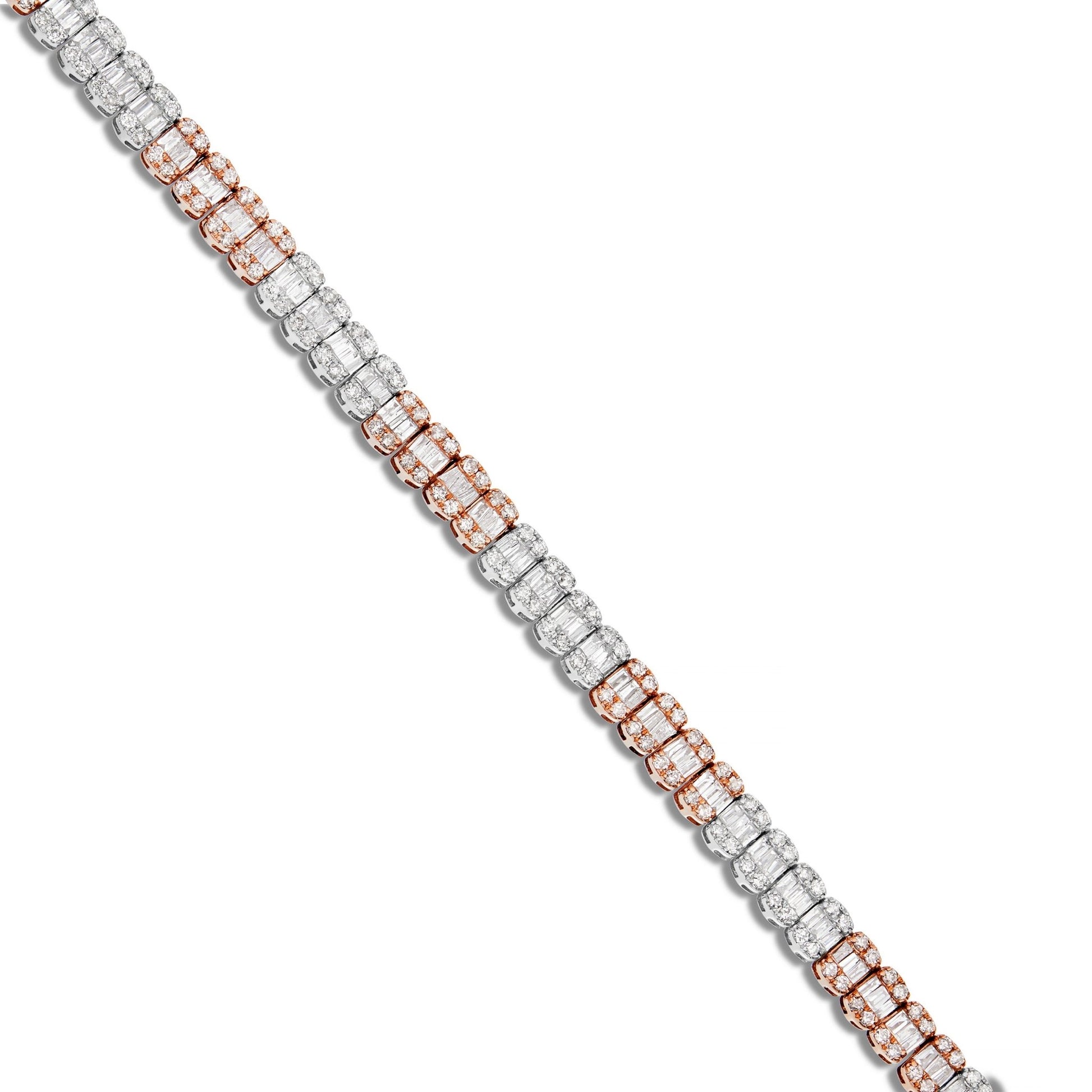 Two Tone Baguette Diamond Chain - Shyne Jewelers Rose & White Gold Shyne Jewelers