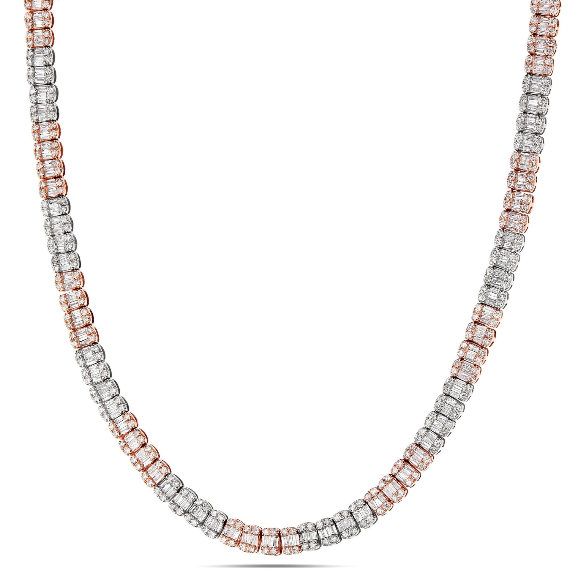 Two Tone Baguette Diamond Chain - Shyne Jewelers Rose & White Gold Shyne Jewelers