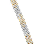 Two-tone Baguette Diamond Cuban Bracelet, 14 mm - Shyne Jewelers Yellow & White Gold Shyne Jewelers