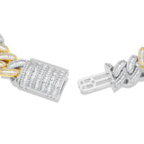 Two-tone Baguette Diamond Cuban Bracelet, 14 mm - Shyne Jewelers Yellow & White Gold Shyne Jewelers