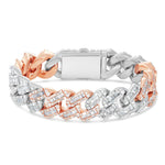 Two-tone Baguette Diamond Cuban Bracelet, ___ mm - Shyne Jewelers Rose & White Gold Shyne Jewelers