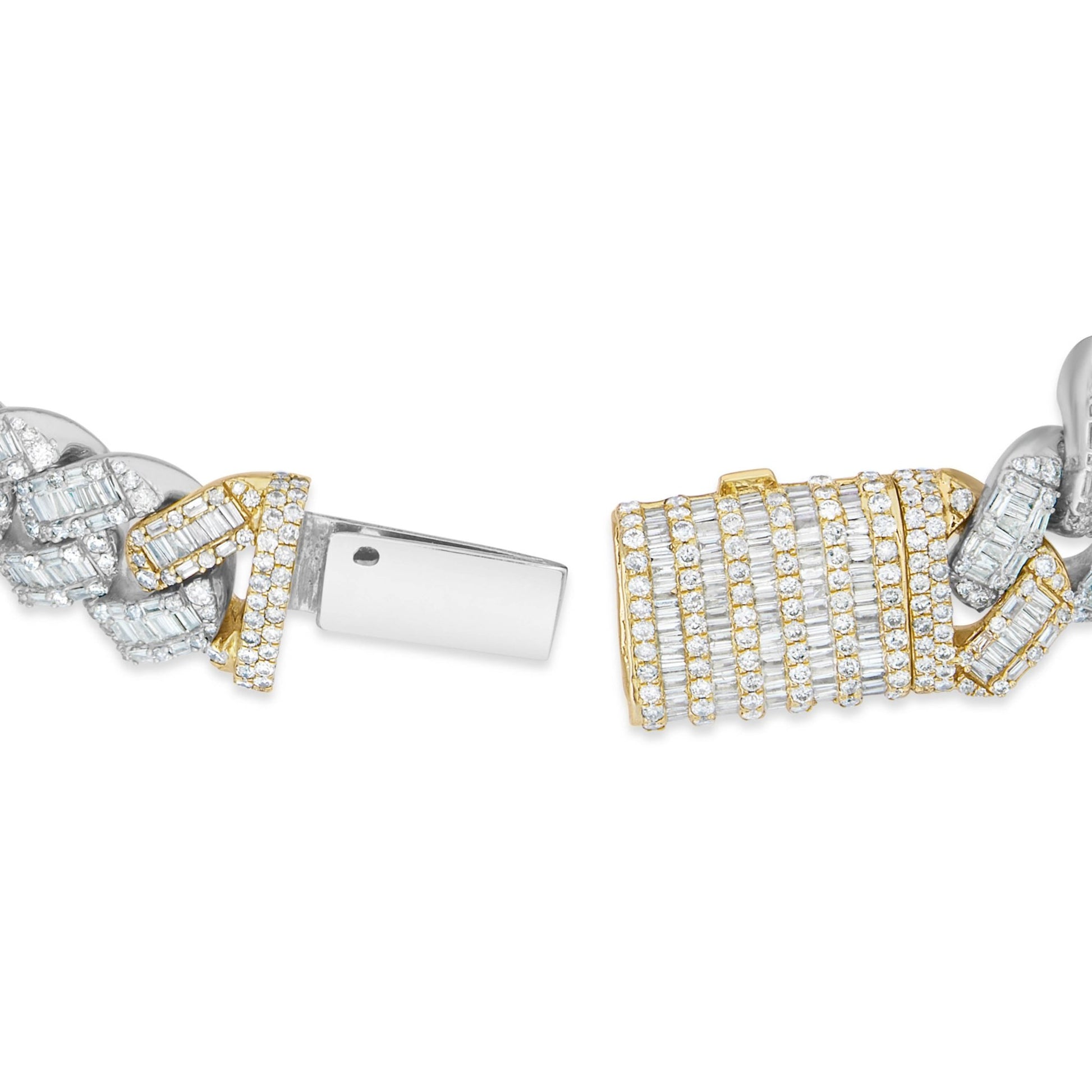 Two-tone Baguette Diamond Cuban Bracelet, ___ mm - Shyne Jewelers Yellow & White Gold Shyne Jewelers