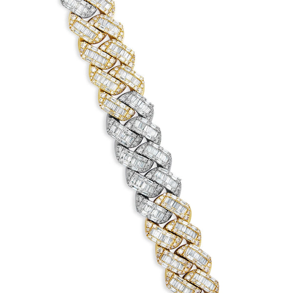 Two-tone Baguette Diamond Cuban Bracelet, ___ mm - Shyne Jewelers Yellow & White Gold Shyne Jewelers