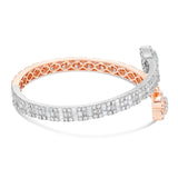 Two tone Bilevel Baguette Diamond Heart Bangle - Shyne Jewelers 170-00227 Rose & White Gold Shyne Jewelers