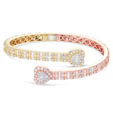 Two tone Bilevel Baguette Diamond Heart Bangle - Shyne Jewelers 170-00227 Yellow & Rose Gold Shyne Jewelers