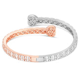 Two tone Bilevel Baguette Diamond Heart Bangle - Shyne Jewelers 170-00227 Rose & White Gold Shyne Jewelers