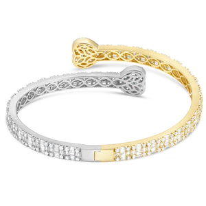 Two tone Bilevel Baguette Diamond Heart Bangle - Shyne Jewelers 170-00227 Yellow & White Gold Shyne Jewelers