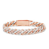 Two-tone Diamond Cuban Bracelet, 12 mm - Shyne Jewelers Rose Gold Shyne Jewelers