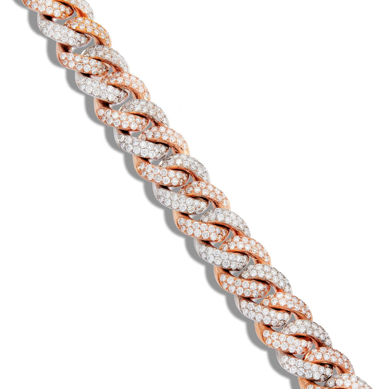 Two-tone Diamond Cuban Bracelet, 12 mm - Shyne Jewelers Rose Gold Shyne Jewelers