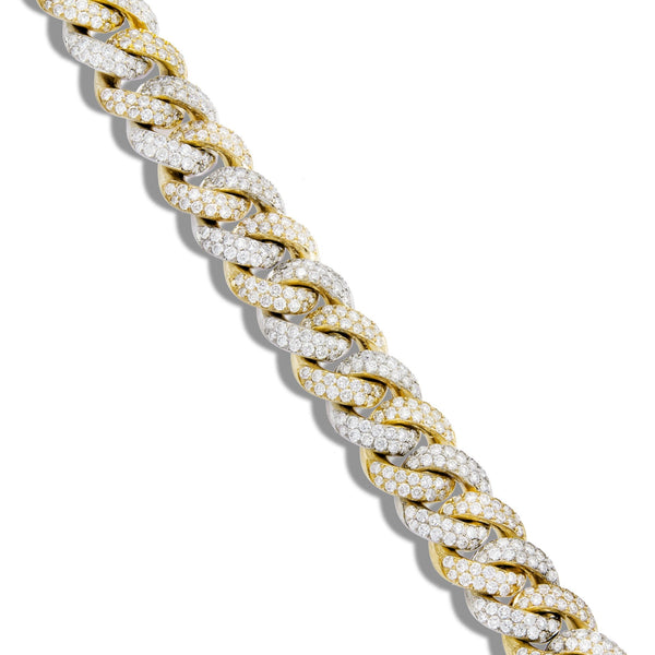 Two-tone Diamond Cuban Bracelet, 12 mm - Shyne Jewelers Yellow Gold Shyne Jewelers