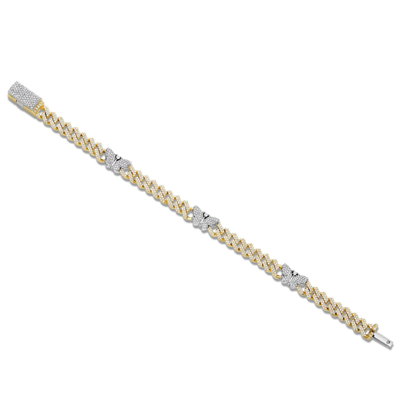 Two tone Diamond Cuban Bracelet with Butterflies - Shyne Jewelers 170-00292 Yellow & White Gold Shyne Jewelers